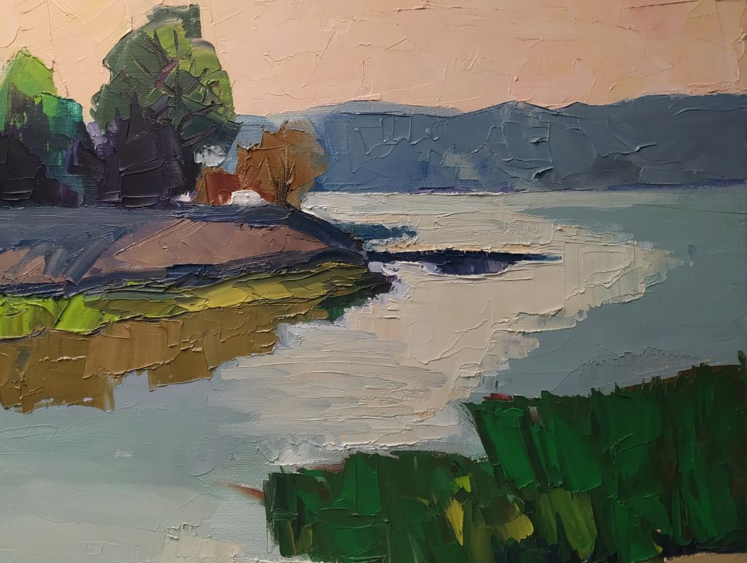 Oil painting Dnipro at sunset Nina L - 6
