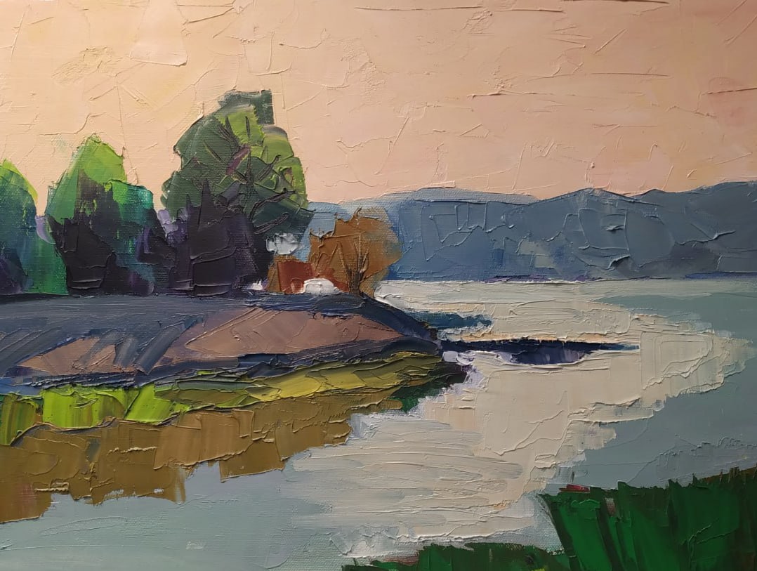 Oil painting Dnipro at sunset Nina L - 8