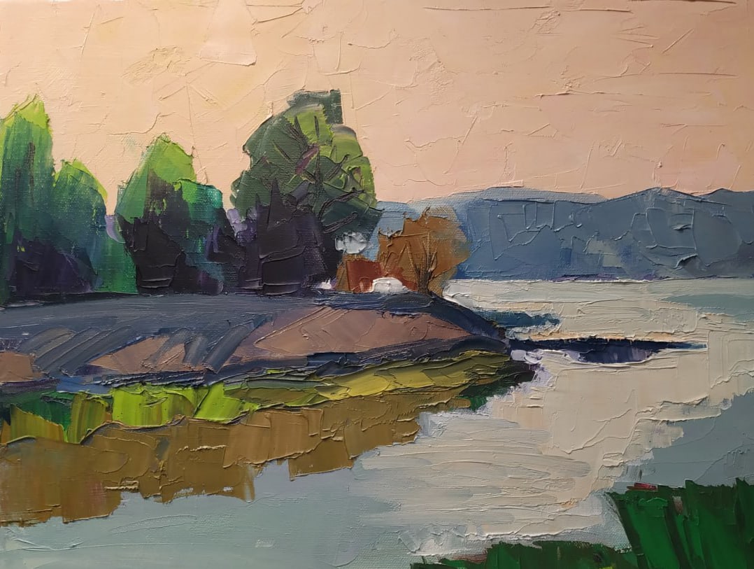 Oil painting Dnipro at sunset Nina L - 9