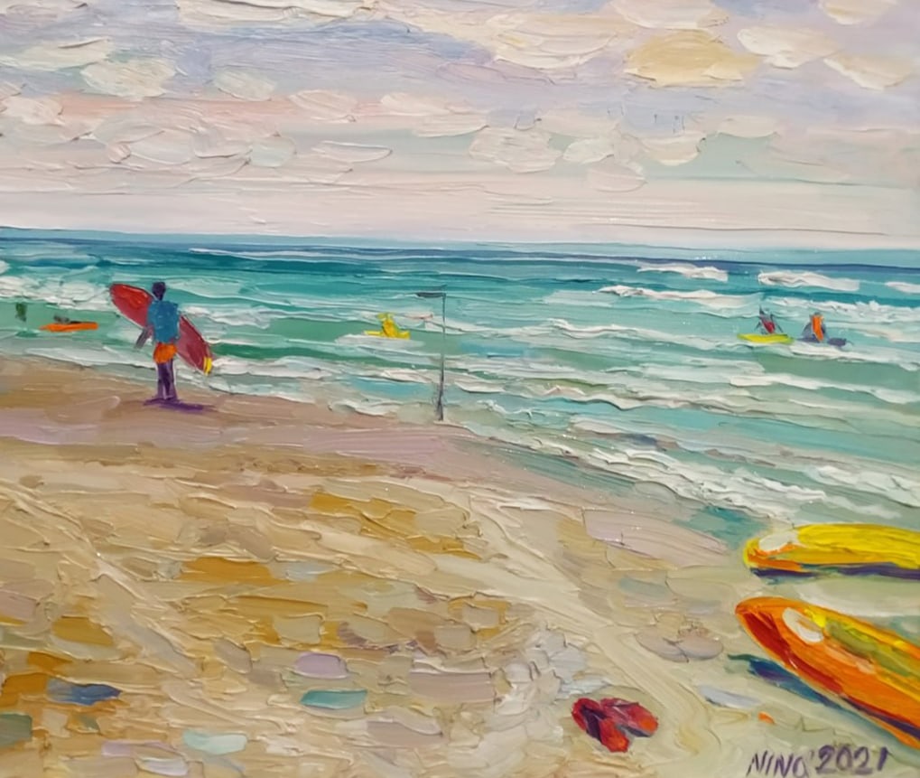 Oil painting Surfer Nina L - 5