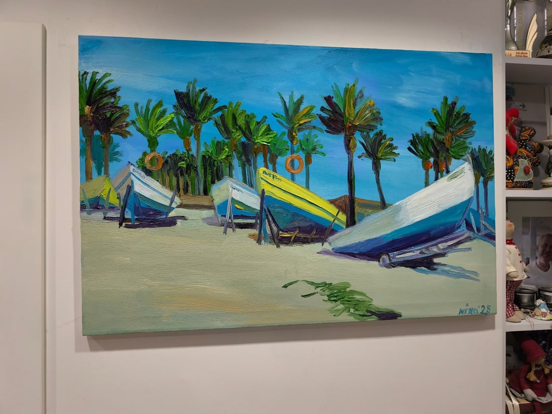 Oil painting On the banks of the Hof Dor Nina L - 6