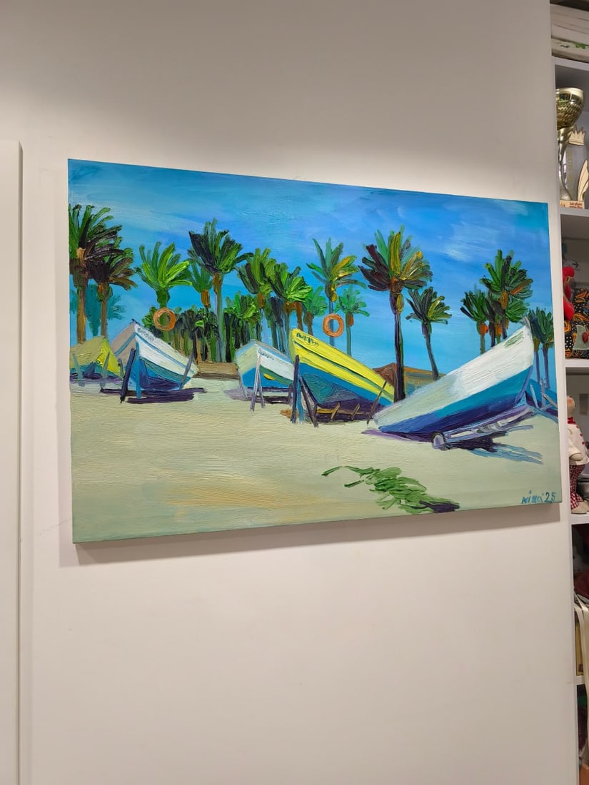 Oil painting On the banks of the Hof Dor Nina L - 7