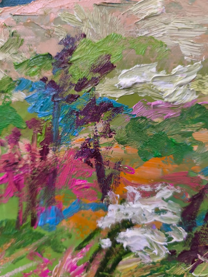 Landscape Oil painting Mountain field Nina L - 3