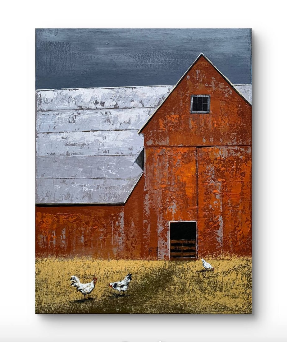 Oil painting Yard Ukrainian painter: Title: Oil painting Yard Ukrainian painter Description: 32Sh Painter: Ilona Sh. S?ze: 40x30 cm/ 15.74x11.81 inches Components: acrylic, canvas Original painting CONDITION: exellent ERA: 2026 ARTIST: I
