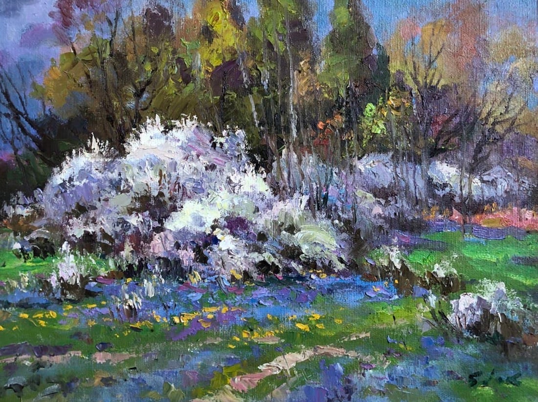 Oil painting Spring landscape Vyacheslav Petrovich Babac: Title: Oil painting Spring landscape Vyacheslav Petrovich Babac Description: 60BA Painter: Vyacheslav Petrovick Babac S?ze: 39x50 cm/15.3x19.9 inches Components: oil, canvas Original painting from our
