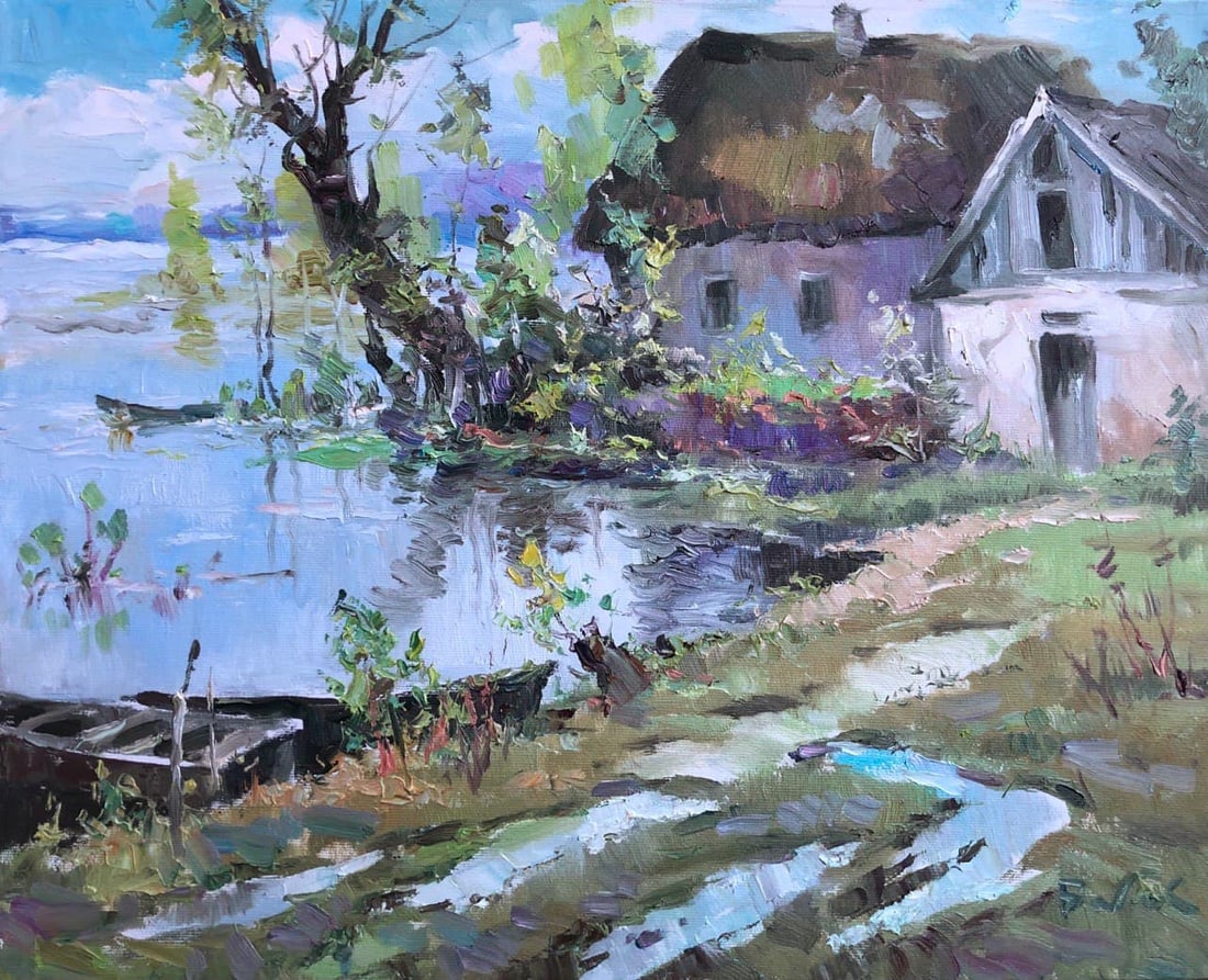 Oil painting Early spring Vyacheslav Petrovich Babac: Title: Oil painting Early spring Vyacheslav Petrovich Babac Description: 67BA Painter: Vyacheslav Petrovick Babac S?ze: 39x48 cm/15.3x18.8 inches Components: oil, canvas Original painting from our col