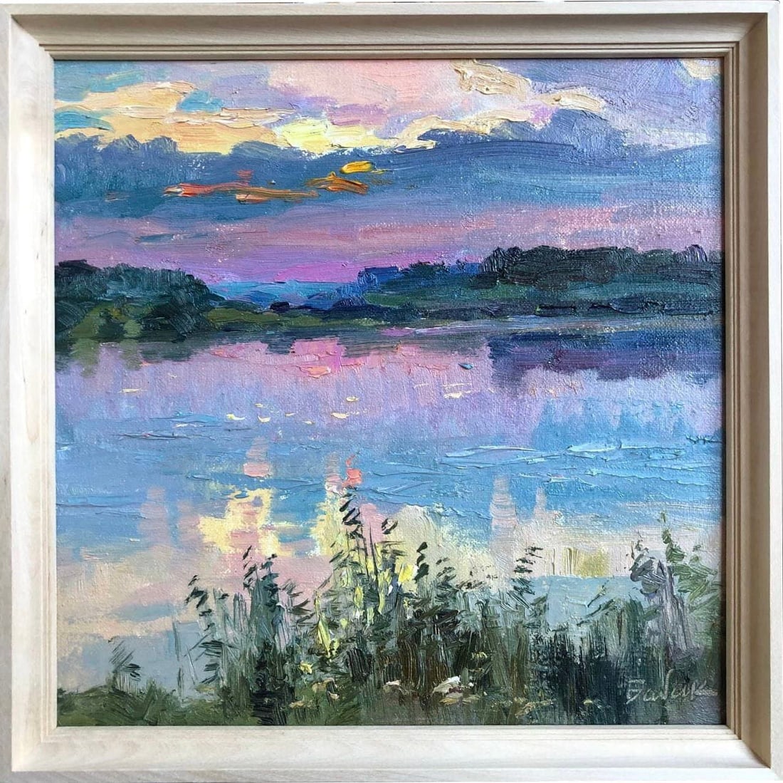 Oil painting Evening Vyacheslav Petrovich Babac: Title: Oil painting Evening Vyacheslav Petrovich Babac Description: 81BA Painter: Vyacheslav Petrovick Babac S?ze: 30x30 cm/11.8x11.8 inches Components: oil, canvas Original painting from our collecti