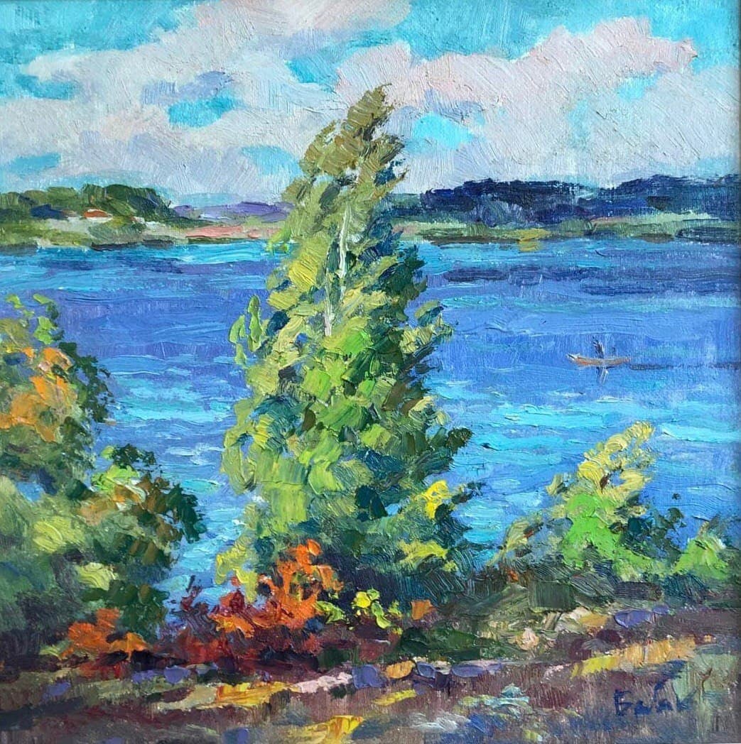 Oil painting Windy day Vyacheslav Petrovich Babac: Title: Oil painting Windy day Vyacheslav Petrovich Babac Description: 83BA Painter: Vyacheslav Petrovick Babac S?ze: 30x30 cm/11.8x11.8 inches Components: oil, canvas Original painting from our collec