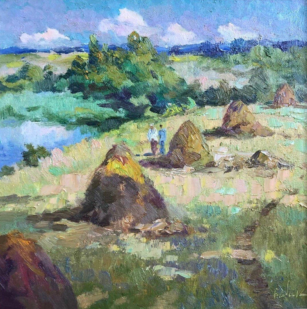 Oil painting Haystacks Vyacheslav Petrovich Babac (1 of 2)
