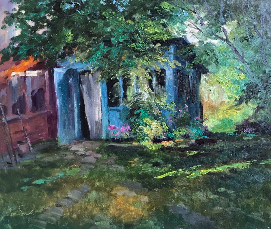 Oil painting Home Vyacheslav Petrovich Babac: Title: Oil painting Home Vyacheslav Petrovich Babac Description: 96BA Painter: Vyacheslav Petrovick Babac S?ze: 42x50 cm/16.5x19.7 inches Components: oil, canvas Original painting from our collection 