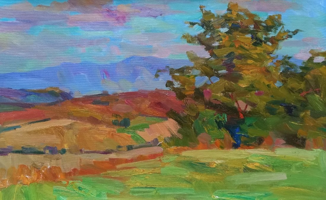 Oil painting Sunset in the Carpathians Alex Ditriev: Title: Oil painting Sunset in the Carpathians Alex Ditriev Description: 219AD Painter: Alex Ditriev S?ze: 95x60 cm/ 37.4x23.6 inches Components: oil, canvas Original painting from our collection ERA: 