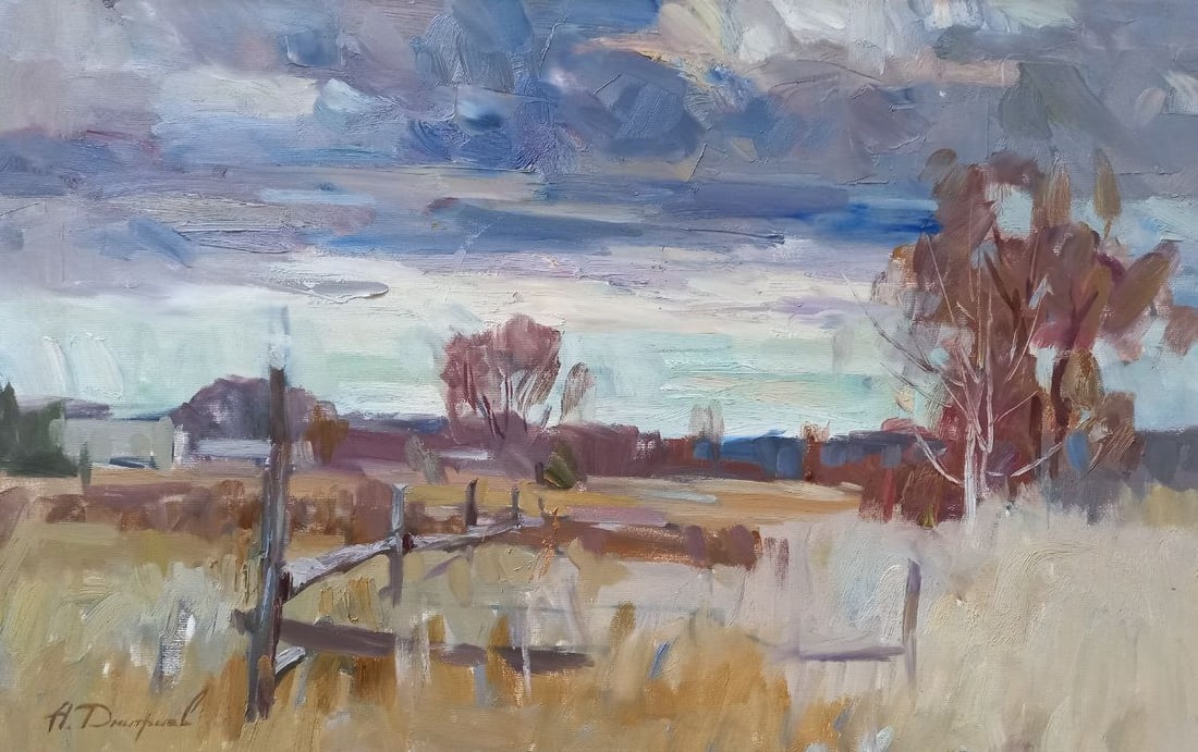 Oil painting Cloudy day Alex Ditriev: Title: Oil painting Cloudy day Alex Ditriev Description: 230AD Painter: Alex Ditriev S?ze: 50x80 cm/ 19.7x31.5 inches Components: oil, canvas Original painting from our collection ERA: Short informati