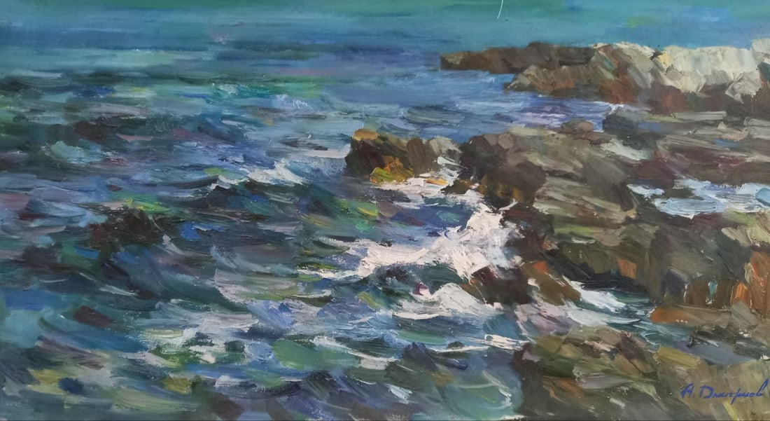 Oil painting Surf Alex Ditriev: Title: Oil painting Surf Alex Ditriev Description: 232AD Painter: Alex Ditriev S?ze: 80x42.5 cm/ 31.5x16.7inches Components: oil, canvas Original painting from our collection ERA: Short information: A