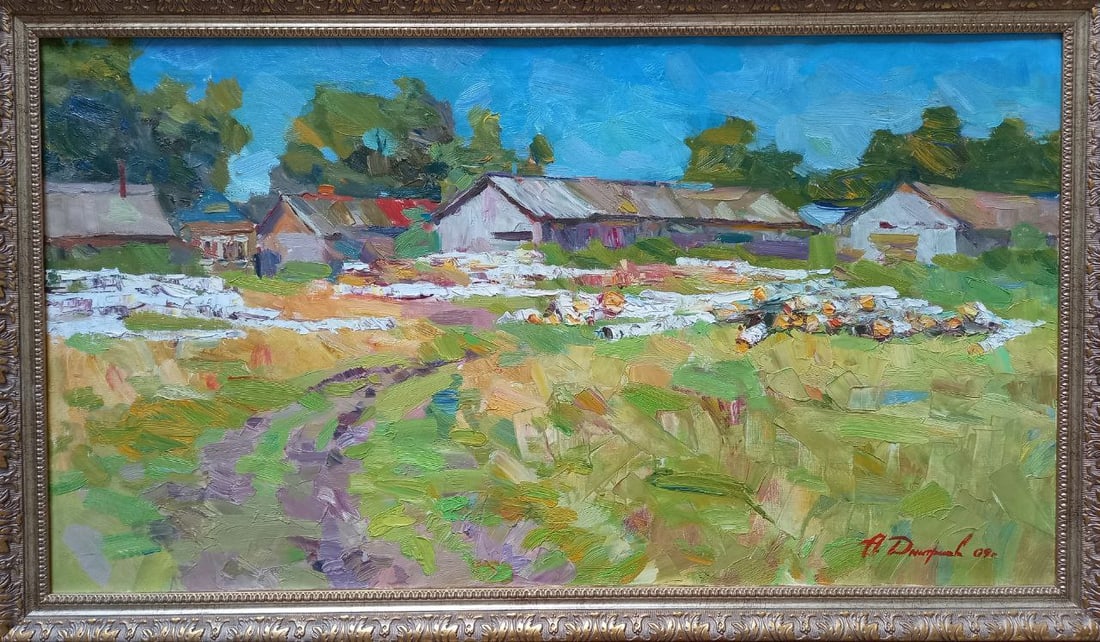 Oil painting Sawmill Alex Ditriev: Title: Oil painting Sawmill Alex Ditriev Description: 244AD Painter: Alex Ditriev S?ze: 100x55 cm/ 39.4x21.7 inches Components: oil, canvas Original painting from our collection ERA: Short information