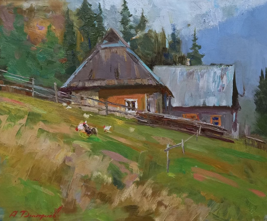 Oil painting Morning in the Carpathians Alex Ditriev: Title: Oil painting Morning in the Carpathians Alex Ditriev Description: 245AD Painter: Alex Ditriev S?ze: 50x60 cm/ 19.7x23.6 inches Components: oil, canvas Original painting from our collection ERA:
