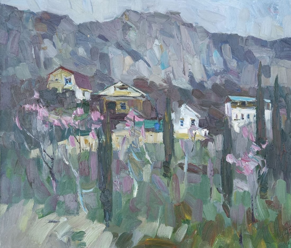 Oil painting Severe mountains Alex Ditriev: Title: Oil painting Severe mountains Alex Ditriev Description: 252AD Painter: Alex Ditriev S?ze: 60x70 cm/ 23.6x27.6 inches Components: oil, canvas Original painting from our collection ERA: Short inf
