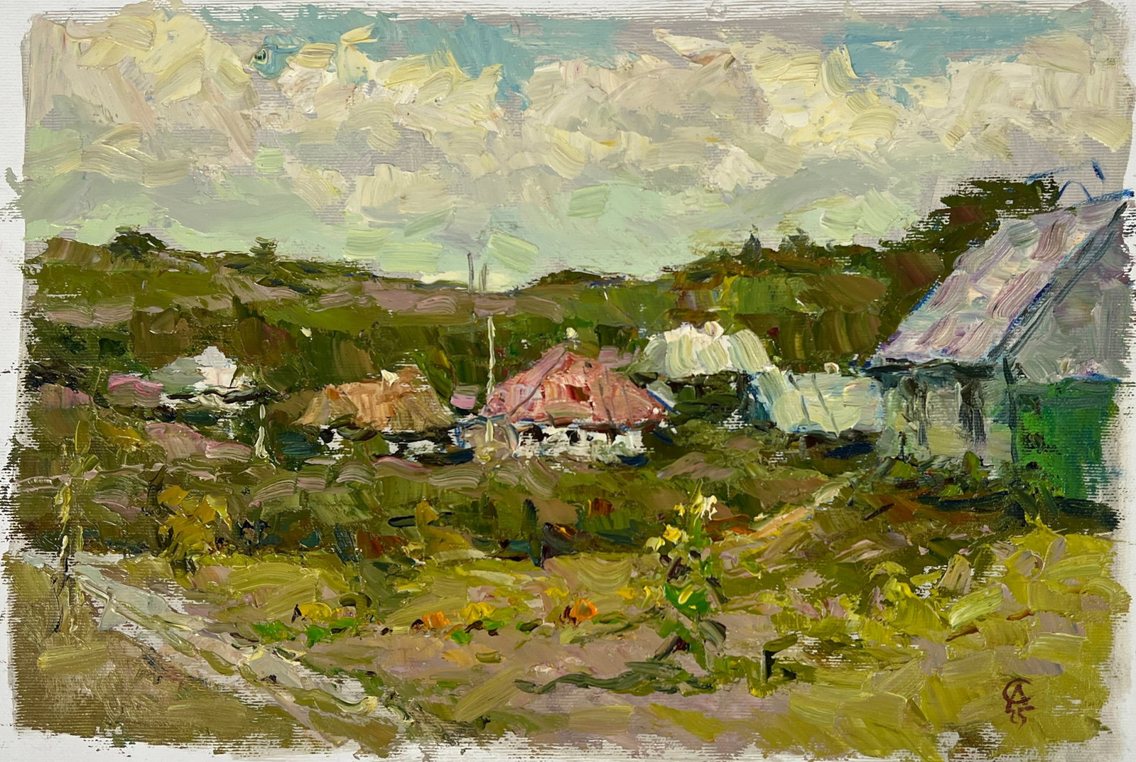 Oil painting the street Sergey Ivanovich Animov: Title: Oil painting the street Sergey Ivanovich Animov Description: 410DDD Painter: Sergey Ivanovich Animov S?ze: 25x38 cm/ 9.84x14.96 inches Components: canvas, oil Original painting from our collect