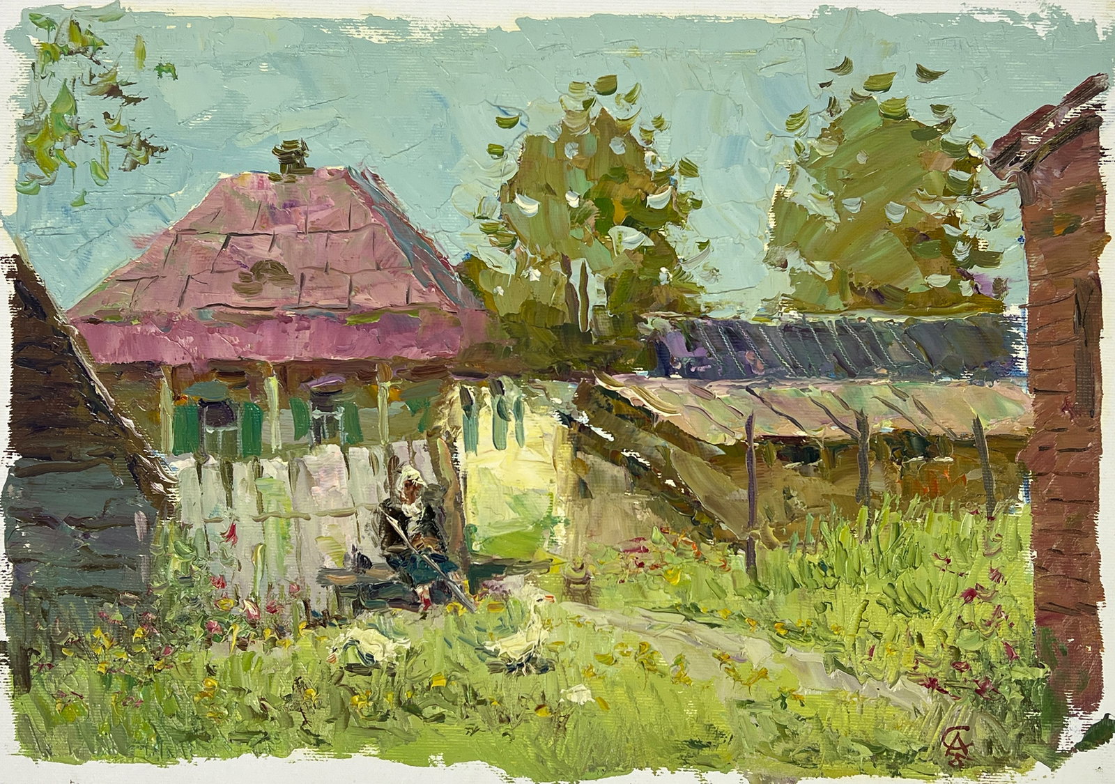 Oil painting rural routine Sergey Ivanovich Animov: Title: Oil painting rural routine Sergey Ivanovich Animov Description: 413DDD Painter: Sergey Ivanovich Animov S?ze: 26x39 cm/ 10.23x15.35 inches Components: canvas, oil Original painting from our col
