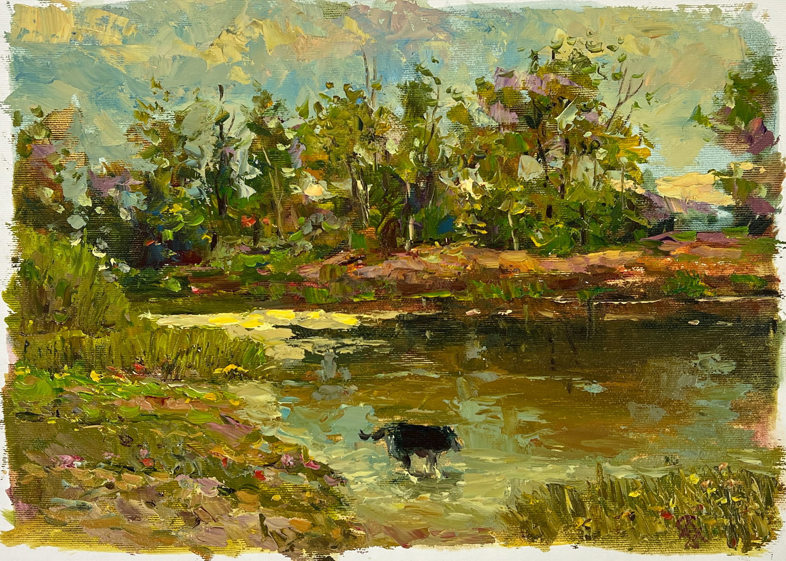 Oil painting walk Sergey Ivanovich Animov: Title: Oil painting walk Sergey Ivanovich Animov Description: 419DDD Painter: Sergey Ivanovich Animov S?ze: 26x37.5 cm/ 10.23x14.76 inches Components: canvas, oil Original painting from our collection