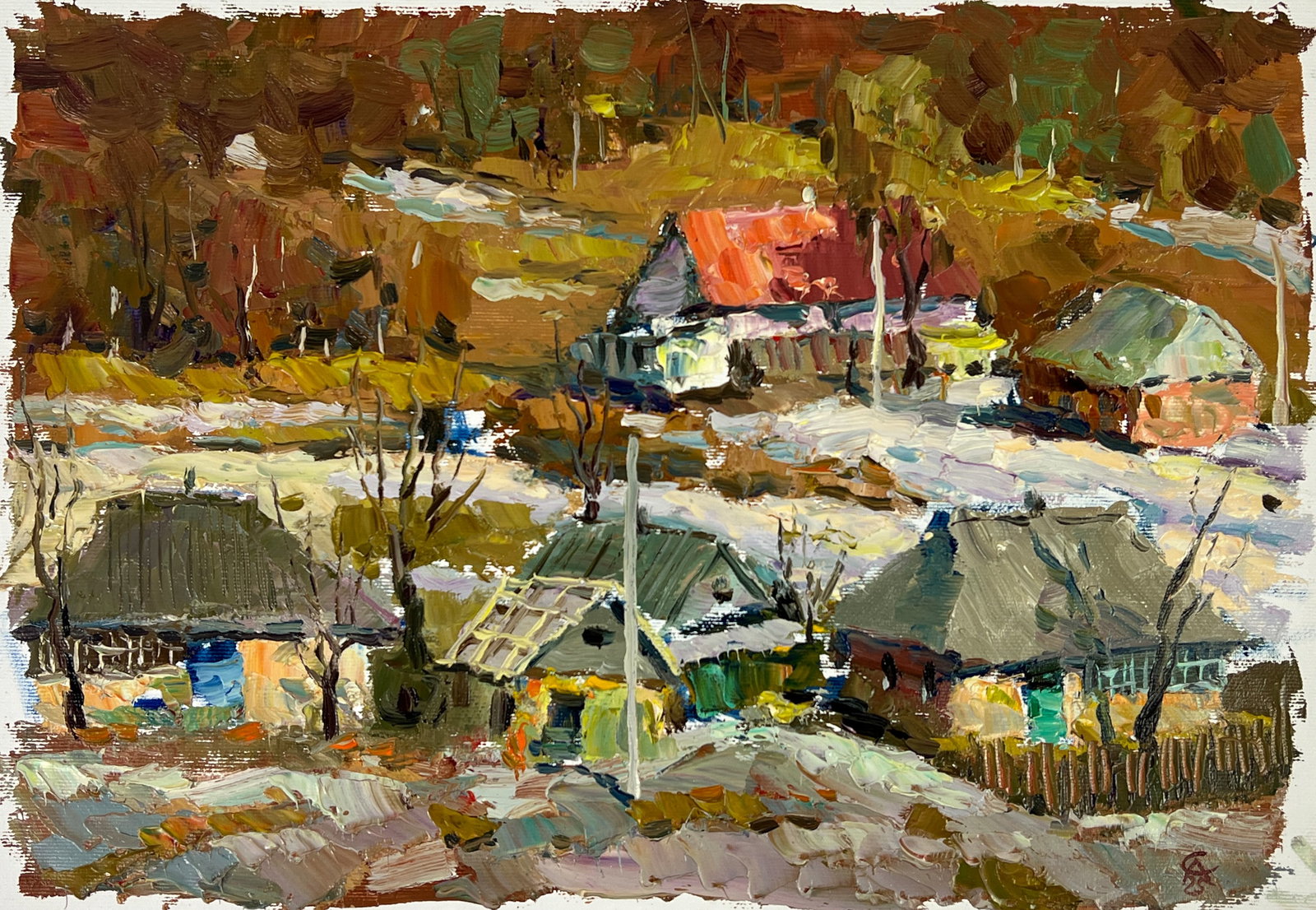 Oil painting panorama Sergey Ivanovich Animov: Title: Oil painting panorama Sergey Ivanovich Animov Description: 421DDD Painter: Sergey Ivanovich Animov S?ze: 26x37.5 cm/ 10.23x14.76 inches Components: canvas, oil Original painting from our