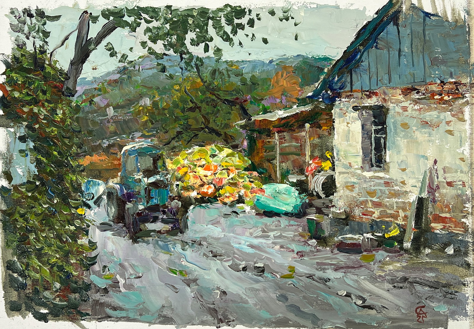 Oil painting ready to work Sergey Ivanovich Animov: Title: Oil painting ready to work Sergey Ivanovich Animov Description: 423DDD Painter: Sergey Ivanovich Animov S?ze: 26.5x39 cm/ 10.43x15.35 inches Components: canvas, oil Original painting from our
