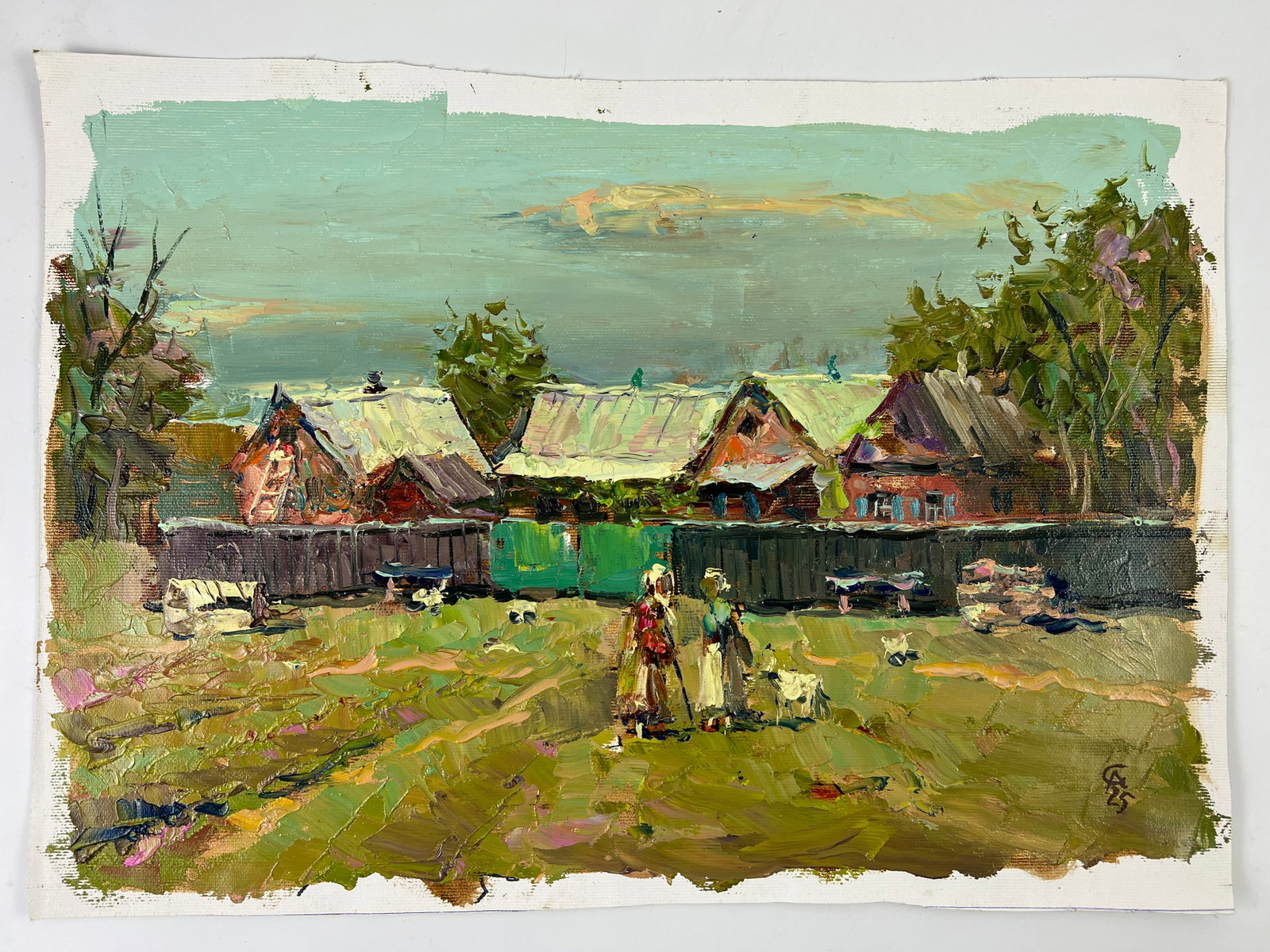 Oil painting Yard Sergey Ivanovich Animov: Title: Oil painting Yard Sergey Ivanovich Animov Description: 424DDD Painter: Sergey Ivanovich Animov S?ze: 26x39 cm/ 10.23x15.35 inches Components: canvas, oil Original painting from our collection