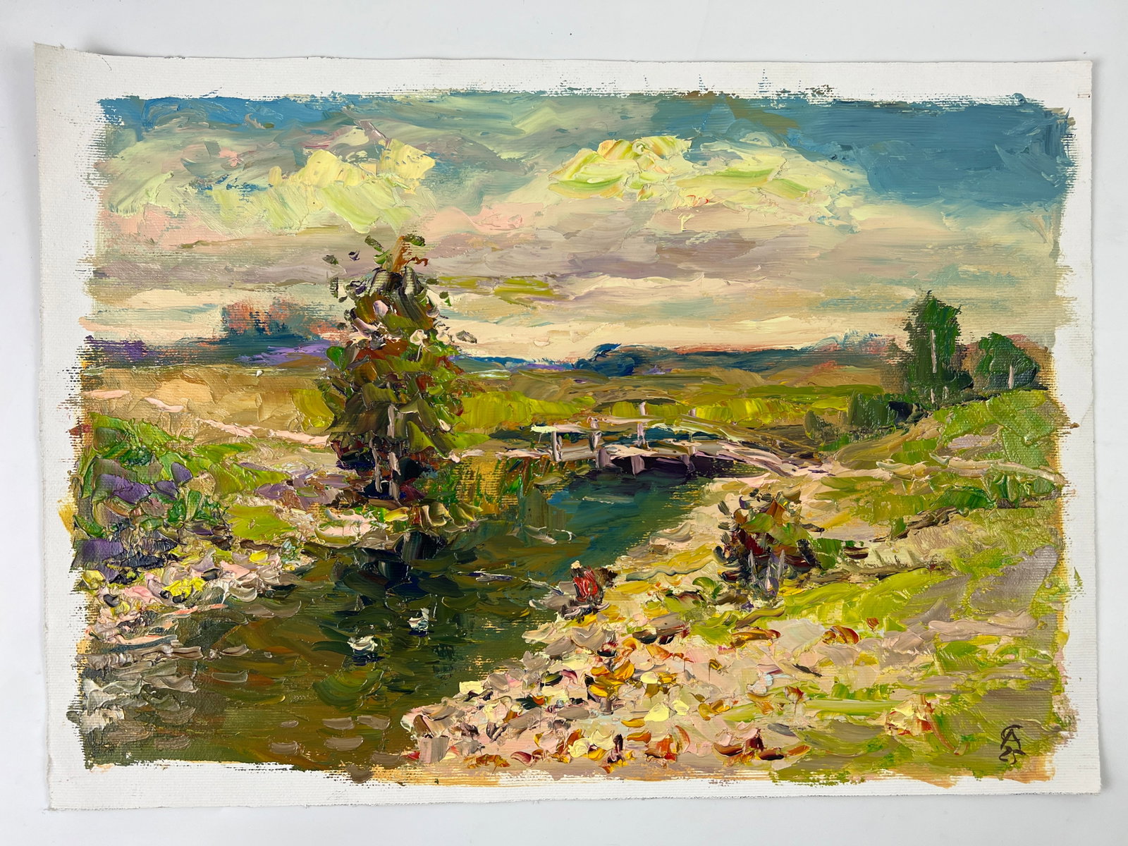 Oil painting Rural bridge Sergey Ivanovich Animov (1 of 10)