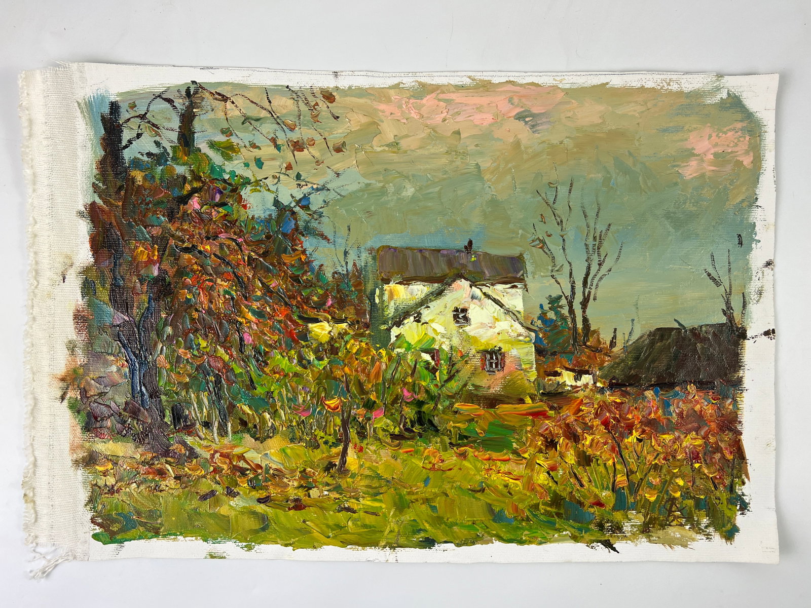 Oil painting Old house Sergey Ivanovich Animov: Title: Oil painting Old house Sergey Ivanovich Animov Description: 426DDD Painter: Sergey Ivanovich Animov S?ze: 27x39 cm/ 10.62x15.35 inches Components: canvas, oil Original painting from our
