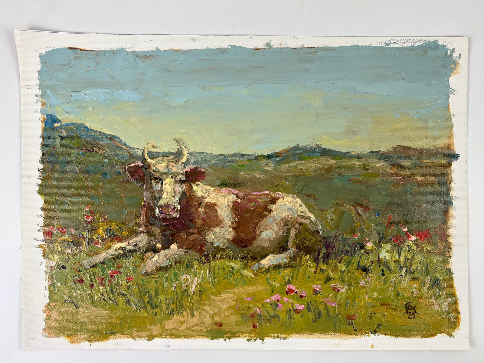 Oil painting Cow Sergey Ivanovich Animov (1 of 10)