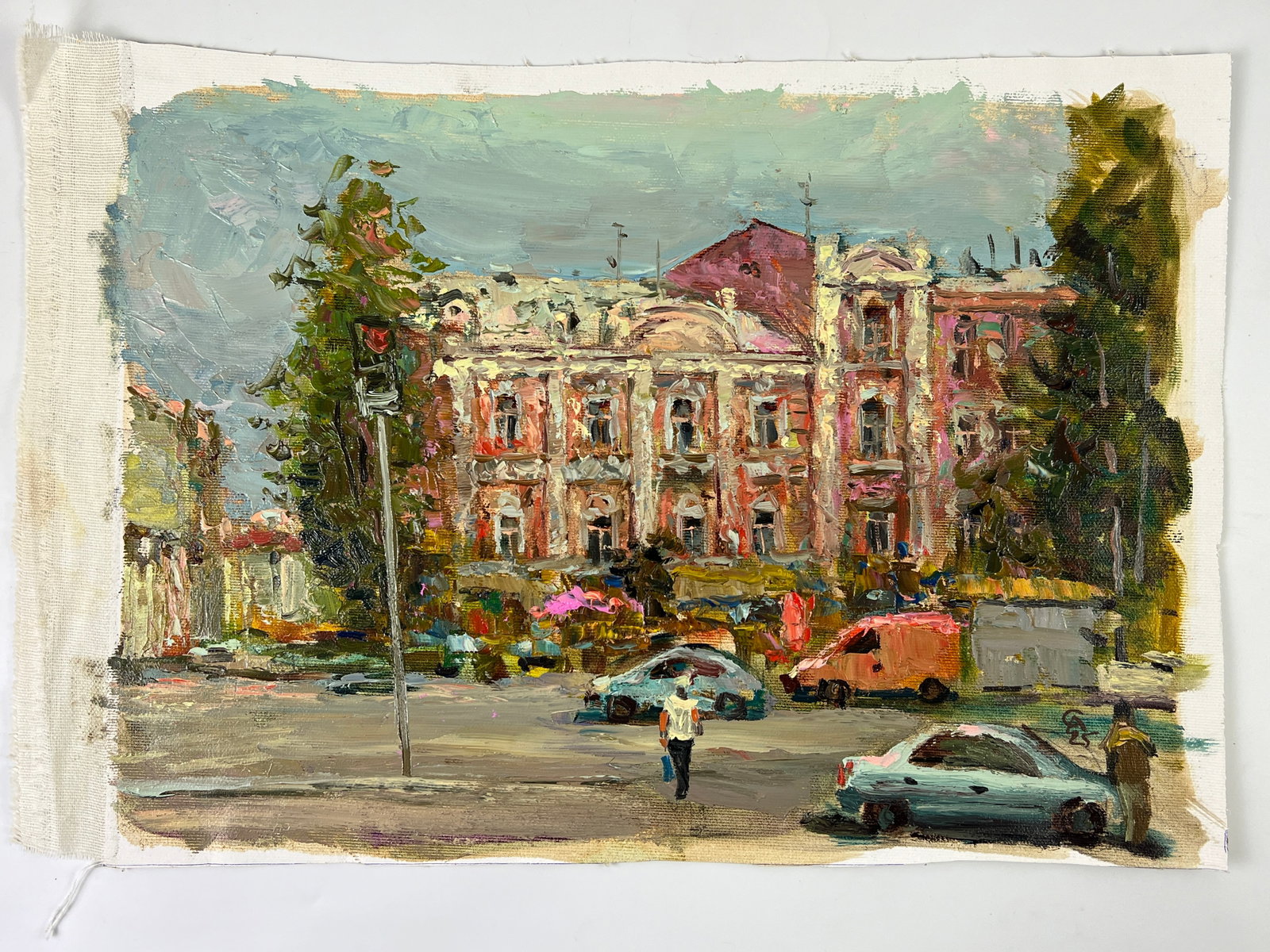 Oil painting Street Sergey Ivanovich Animov: Title: Oil painting Street Sergey Ivanovich Animov Description: 430DDD Painter: Sergey Ivanovich Animov S?ze: 27x37 cm/ 10.62x14.56 inches Components: canvas, oil Original painting from our