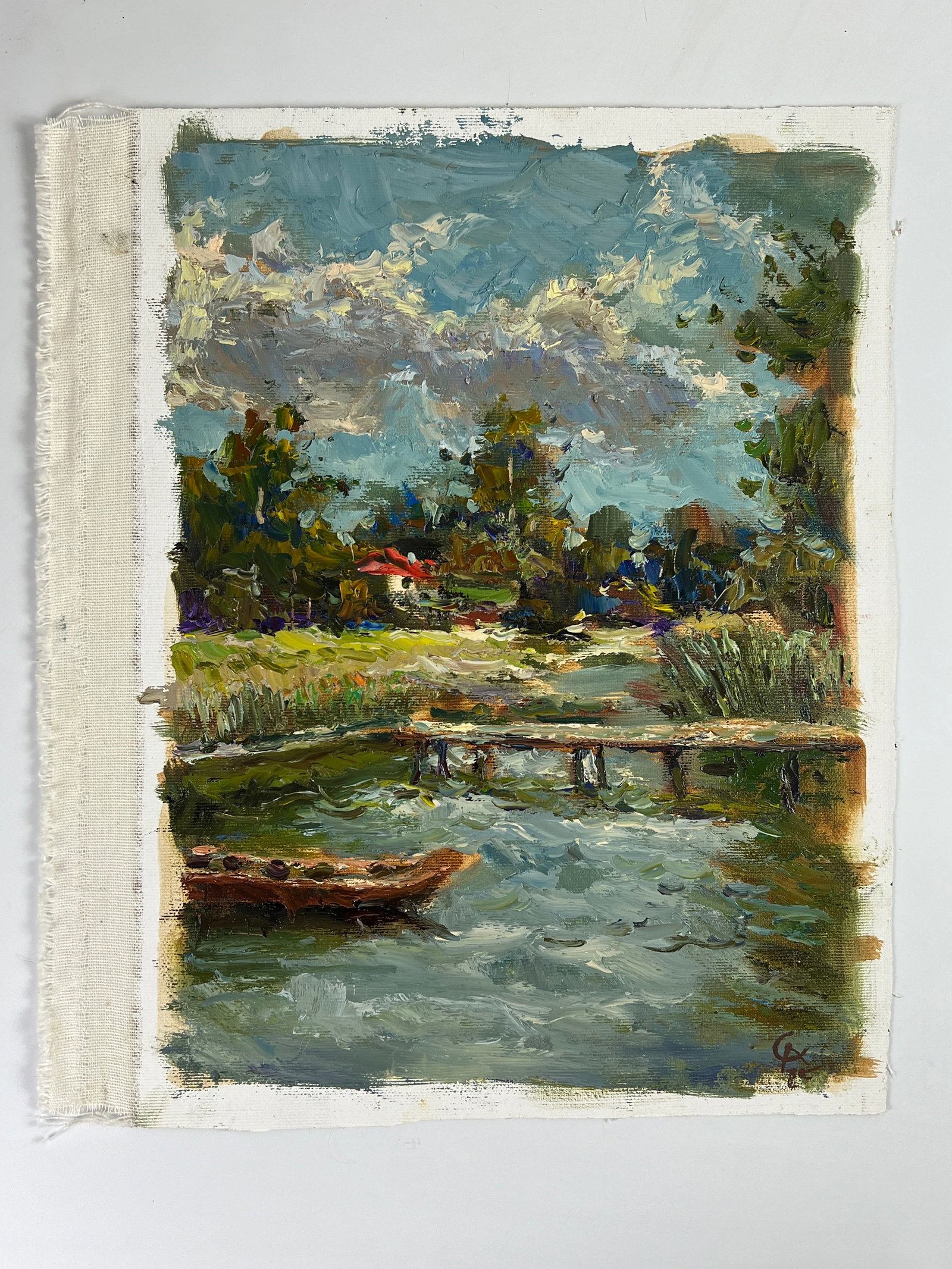 Oil painting Village dock Sergey Ivanovich Animov - 2