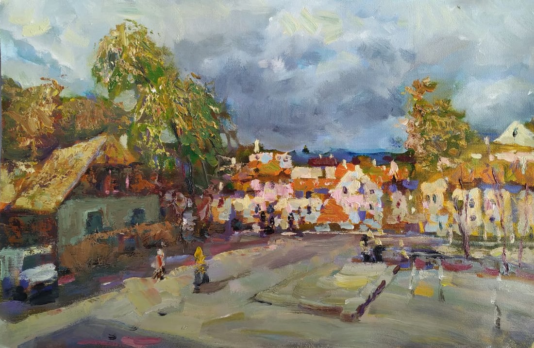 Oil painting Old town Sergey Ivanovich Animov: Title: Oil painting Old town Sergey Ivanovich Animov Description: 444DDD Painter: Sergey Ivanovich Animov S?ze: 26x38 cm/ 10.23x14.96 inches Components: canvas, oil Original painting from our