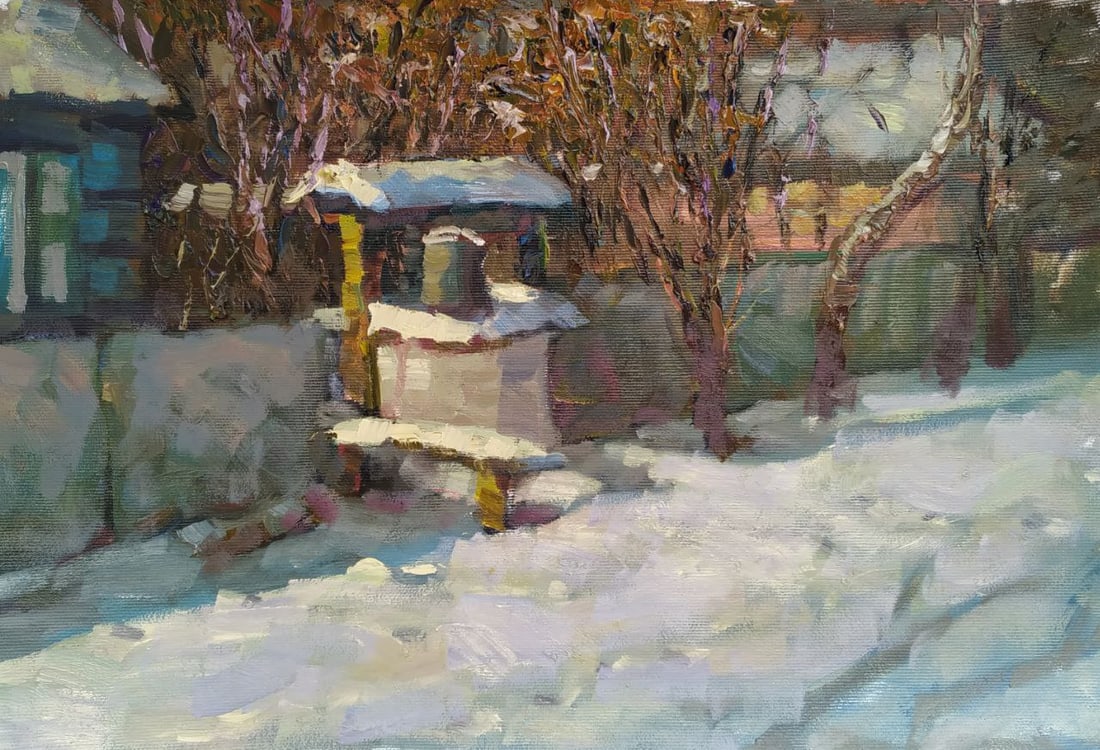 Oil painting Well Sergey Ivanovich Animov: Title: Oil painting Well Sergey Ivanovich Animov Description: 446DDD Painter: Sergey Ivanovich Animov S?ze: 26x38 cm/ 10.23x14.96 inches Components: canvas, oil Original painting from our collection