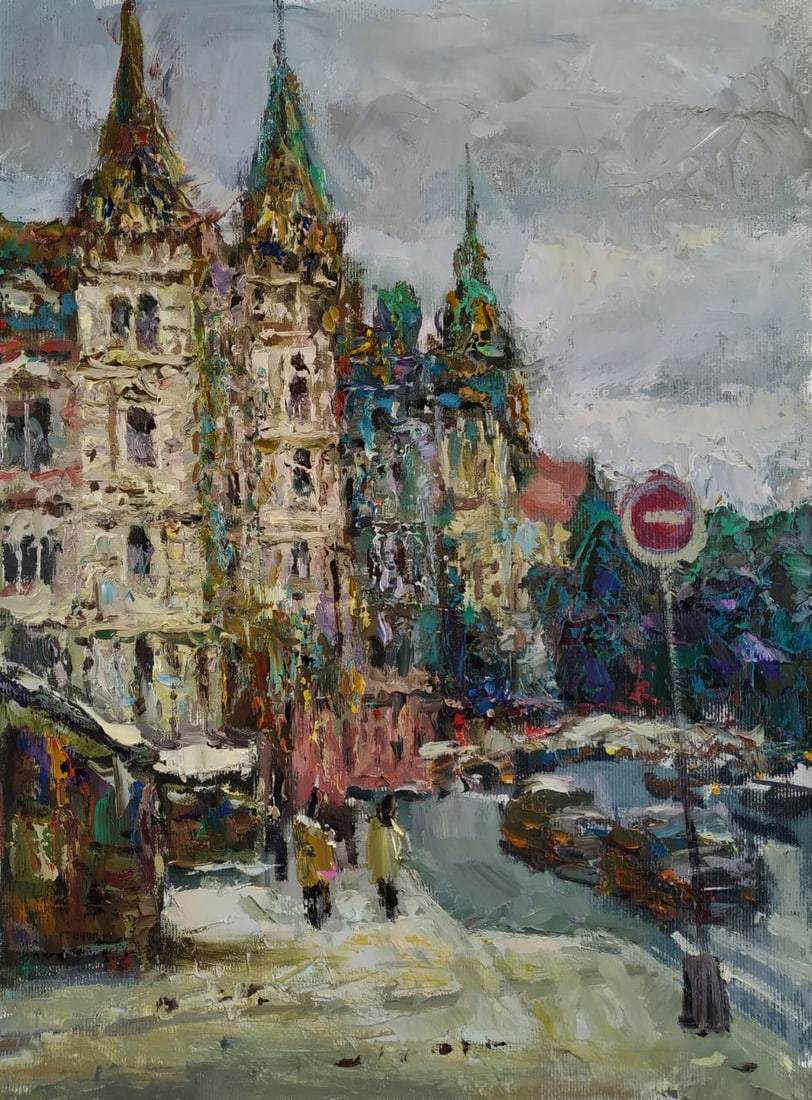 Oil painting Old city Sergey Ivanovich Animov: Title: Oil painting Old city Sergey Ivanovich Animov Description: 449DDD Painter: Sergey Ivanovich Animov S?ze: 38x26 cm/ 14.96x10.23 inches Components: canvas, oil Original painting from our