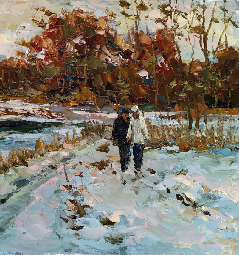 Oil painting Winter walk Sergey Ivanovich Animov - 3