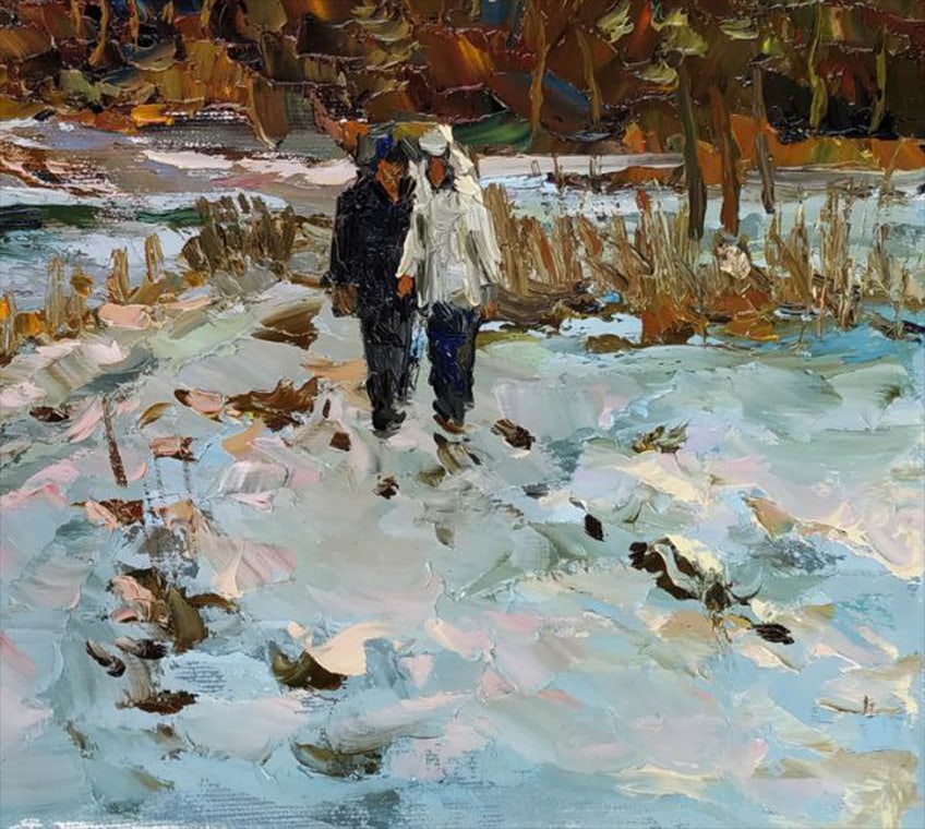 Oil painting Winter walk Sergey Ivanovich Animov - 5