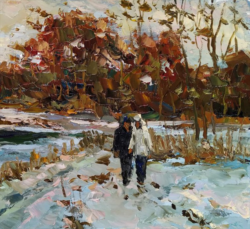 Oil painting Winter walk Sergey Ivanovich Animov - 6