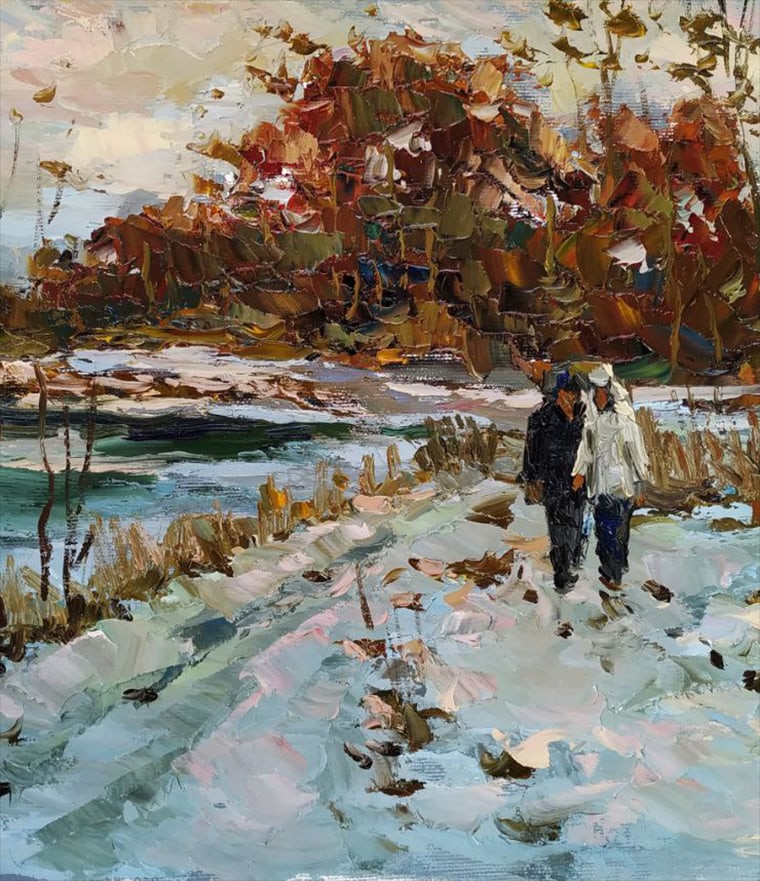Oil painting Winter walk Sergey Ivanovich Animov - 8