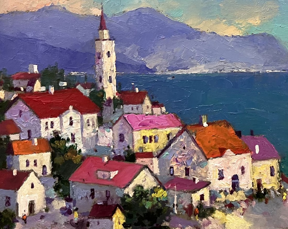 Oil painting Resort town with the sea Serhiy Rybak - 4