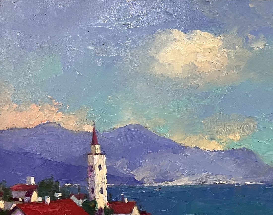 Oil painting Resort town with the sea Serhiy Rybak - 5
