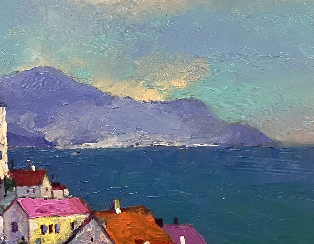 Oil painting Resort town with the sea Serhiy Rybak - 7
