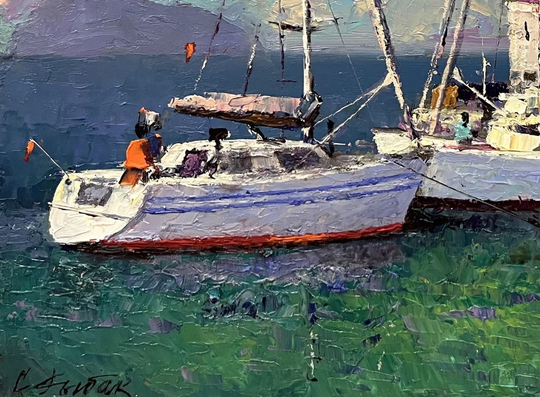 Oil painting Ships at the shore Serhiy Rybak - 4