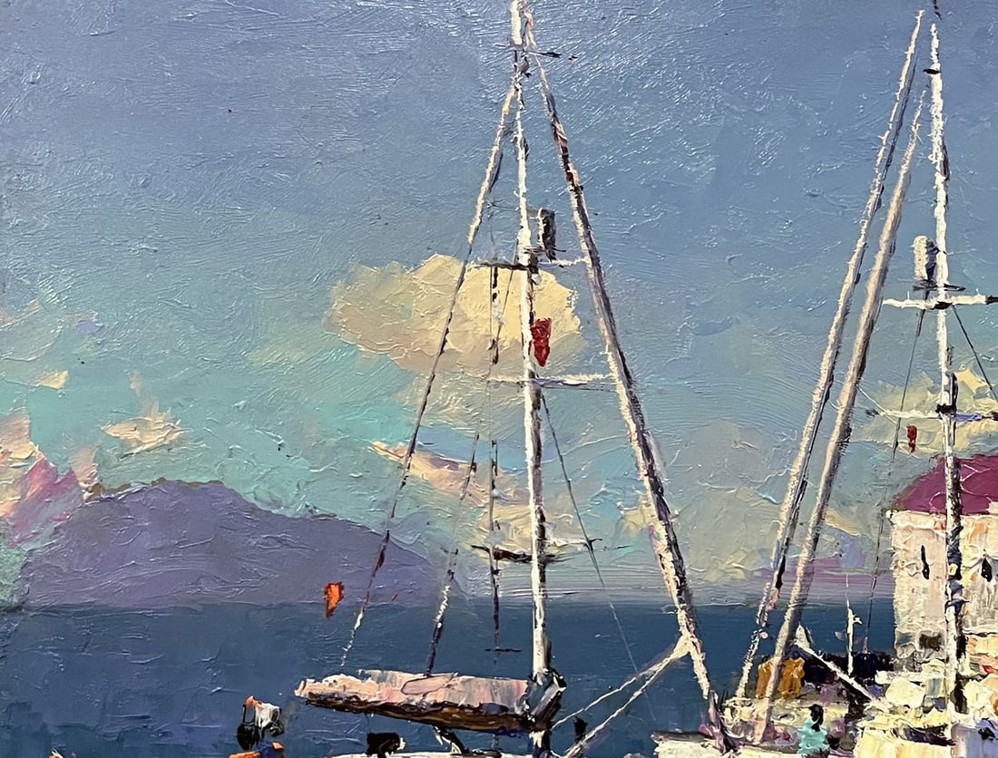 Oil painting Ships at the shore Serhiy Rybak - 5