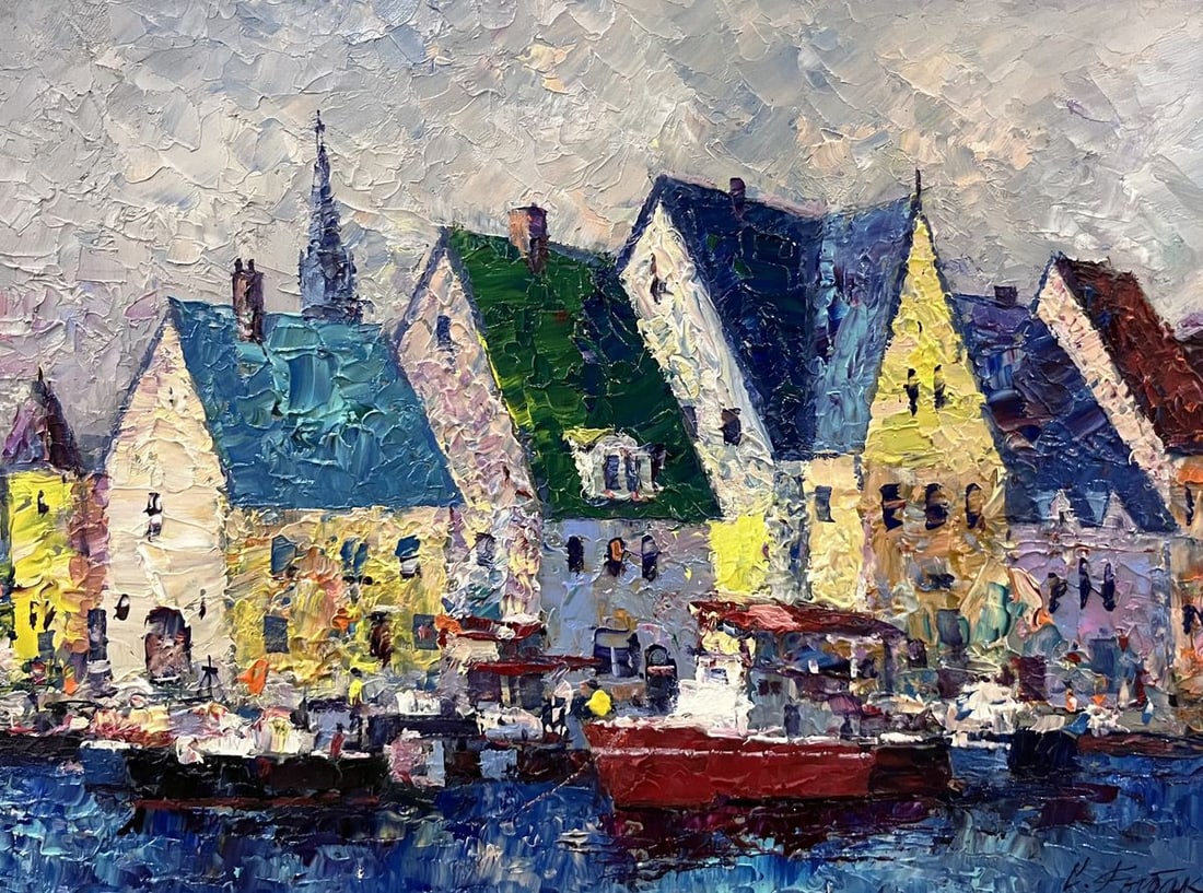 Oil painting Italian houses by the coast Serhiy Rybak: Title: Oil painting Italian houses by the coast Serhiy Rybak Description: No.Galler 408*** ABOUT THIS PAINTING **** TITLE: "Italian houses by the coast"* ARTISTS: Serhiy Rybak* SIZE: 18x24 cm/7.08x9.4