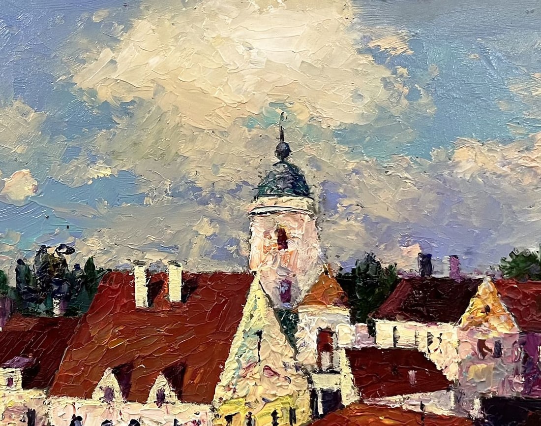 Oil painting The center of the European city Serhiy Rybak - 6