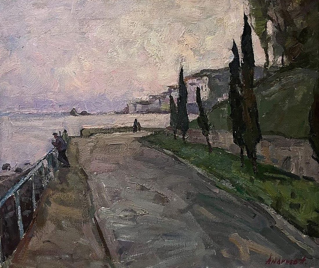Oil painting Embankment Oleksandr Andreev: Title: Oil painting Embankment Oleksandr Andreev Description: No.Galler 196*** ABOUT THIS PAINTING **** TITLE: "Embankment"* ARTISTS: Oleksandr Andreev* SIZE: 50x60 cm/19.68x23.62 inches'* SIZE WITH F