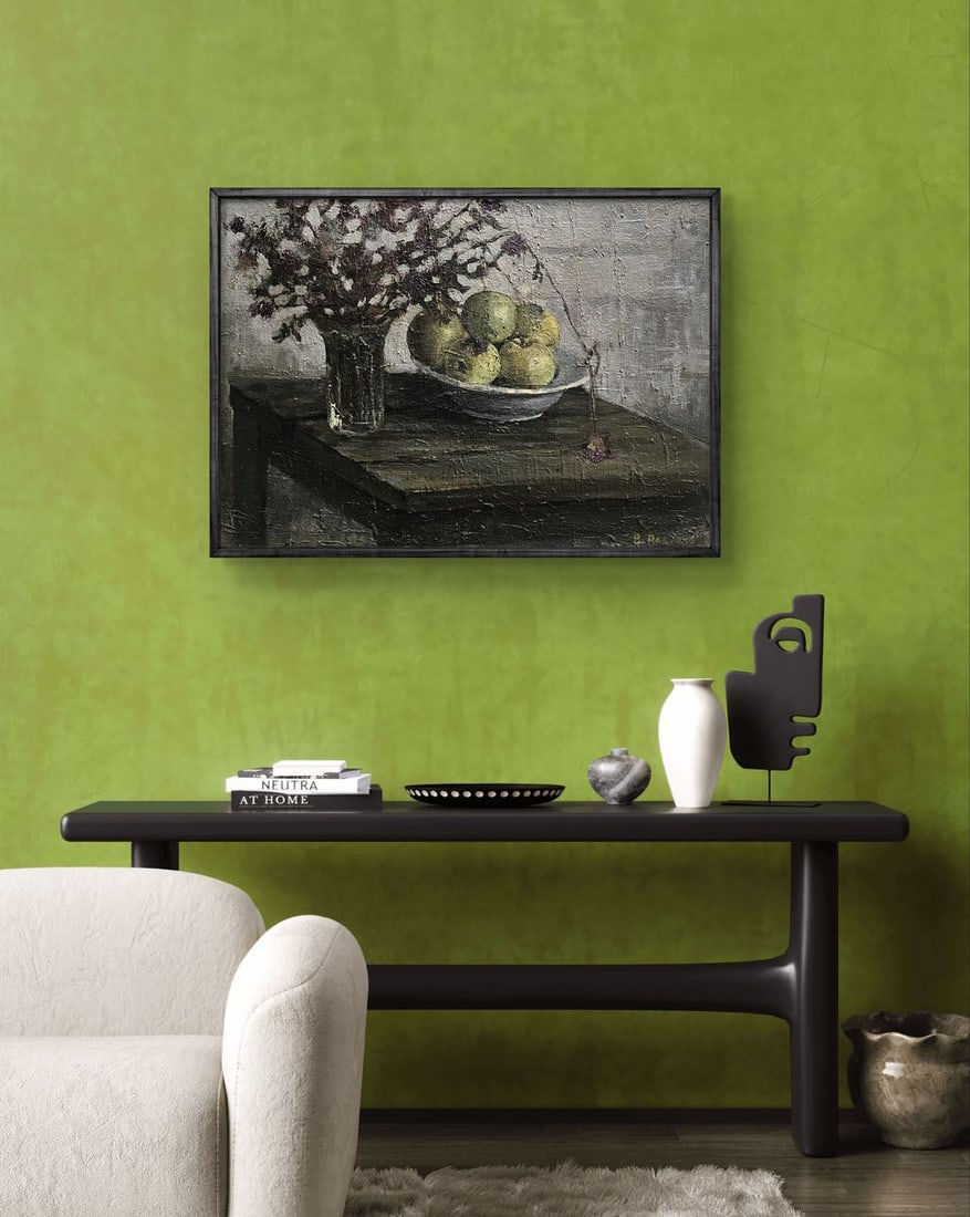 Oil painting Still life with flowers and apples Volodymyr Pashchenko - 2