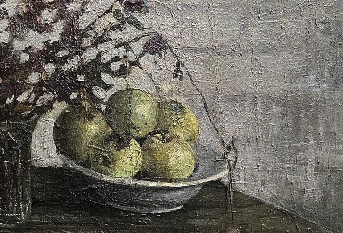 Oil painting Still life with flowers and apples Volodymyr Pashchenko - 4