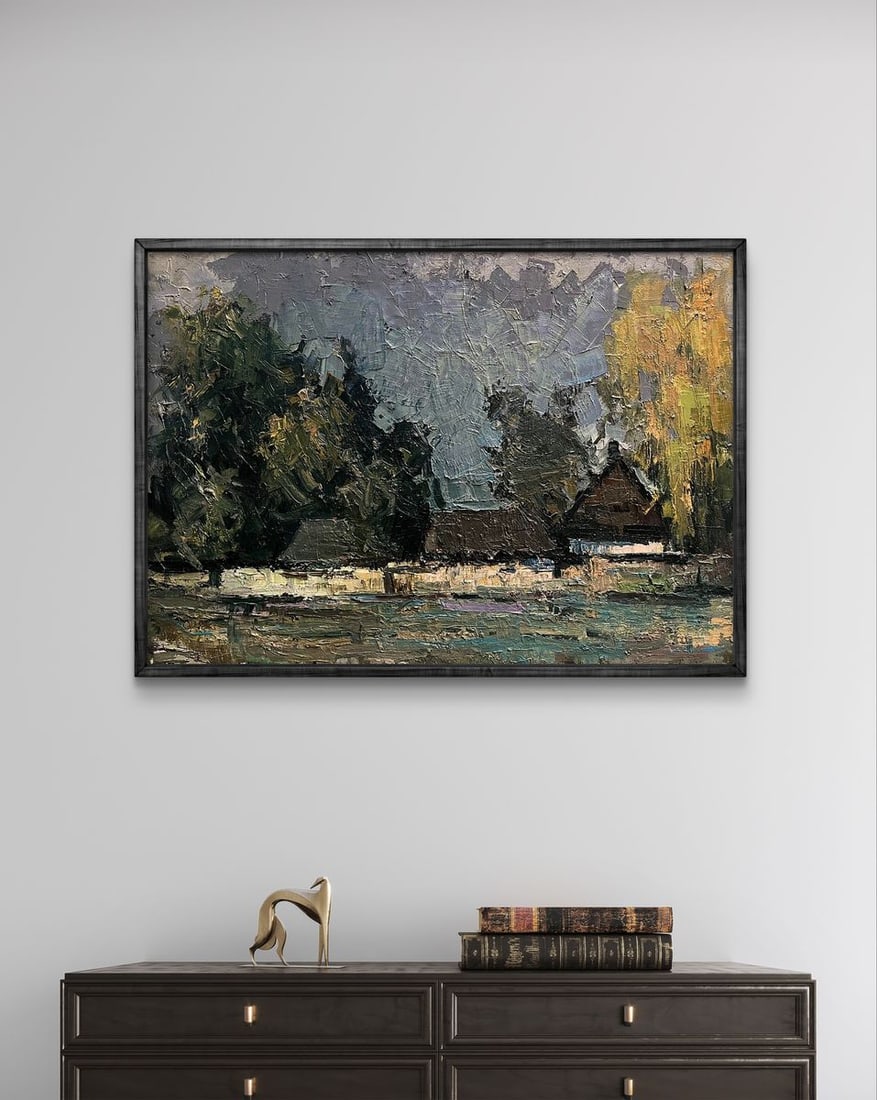 Oil painting Houses by the forest Volodymyr Pashchenko - 2