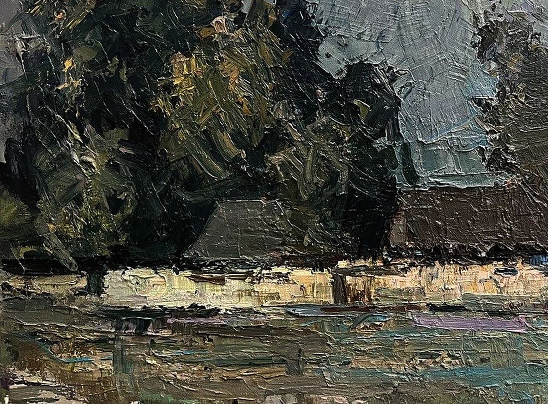 Oil painting Houses by the forest Volodymyr Pashchenko - 6